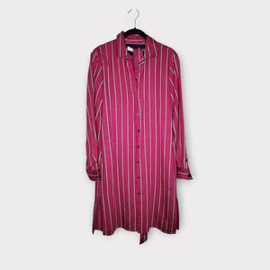 Harmont & Blaine Pink Tank Stripe T-Shirt Dress Tie Waist Women's Size 12